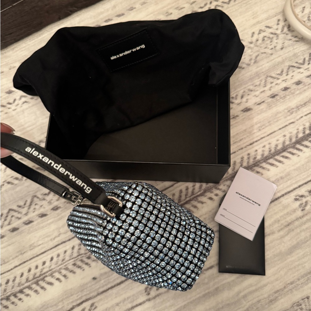 Alexander Wang Silver Crystal Bag with Black Strap